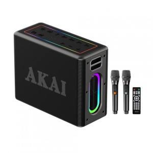 Boxa portabila Akai cu 2 micfrofoane wireless IPX6-80W - Img 4