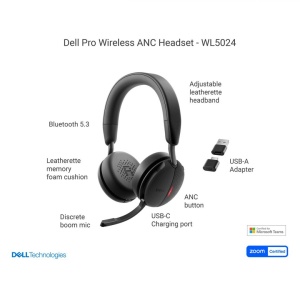 Casti Head-band Dell Pro Plus Wireless ANC Headset - WL5024, Wireless, Noise-canceling, Negru - Img 7