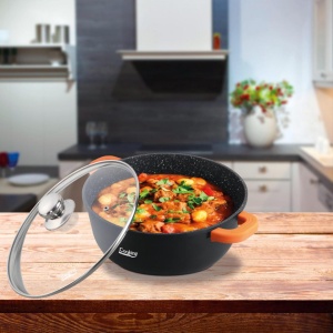 CRATITA ALUMINIU TURNAT+CAPAC, 20x8.5 cm, 2.3 L, DARK LINE, COOKING BY HEINNER - Img 2