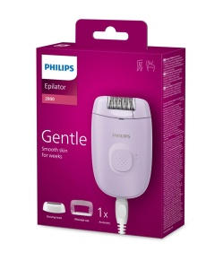 Epilator cu fir PHILIPS Seria 2000 BRE237/00, 1 viteza, 2 accesorii, Retea, Lila, L x A x I (mm) 110x40x145 - Img 4