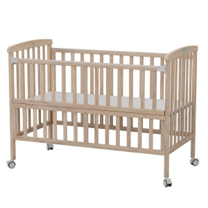 Patut din lemn bebe, +0 luni, 120x60 cm, culoare natur,laterala rabatabila, reglabil pe 3 nivele de inaltime, U-Grow - Img 3