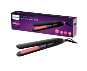Placa de par PHILIPS StraighCare Essential BHS376/00, Tehnologie ThermoProtect, Placi cu infuzie de cheratina, Negru, L x A x I (mm) 54x346x90