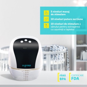 Pompa de san electrica si portabila,10 niveluri de extragere, 5 niveluri de masaj, display LED, functie de memorie, capacitate 180ml, U-Grow - Img 8