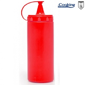 STICLA DISPENSER PENTRU SOSURI 1000 ML ROSU, CHEF LINE, COOKING BY HEINNER