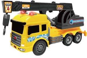 VEHICULE CU LUMINI, SUNETE SI FRICTIUNE, SCARA 1/14, 27CM, MACARA GALBENA