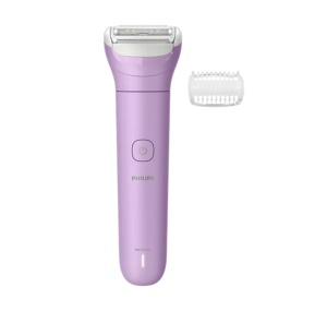 Aparat de ras electric pentru femei, fara fir PHILIPS BRL114/00, umed si uscat, autonomie: 80 minute, 1 accesoriu, trimmer (pieptene) pentru tuns, culoare mov