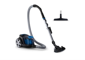 Aspirator fara sac Philips PowerPro Compact FC9331/09, 750W, PowerCyclone 5, Perii TriActive, Parchet, Filtru Anti-Alergic ECARF, Negru