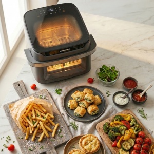 FRITEUZA DUBLA CU AER CALD HEINNER AirBake Revolution HAF-C10DB22GREY - Img 8