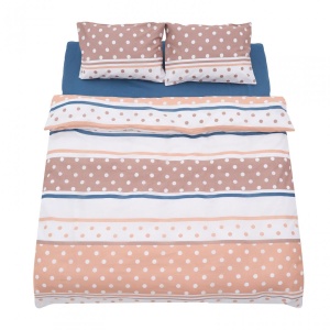 Lenjerie dubla 100% bumbac 4 piese, Polka