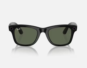 Ray-Ban Meta Wayfarer AI Glasses Shiny Black/G-15 Green