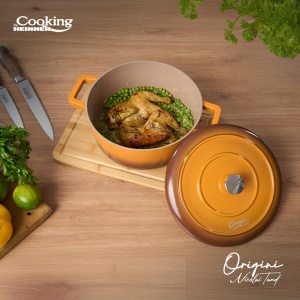 SEMIOALA ALUMINIU TURNAT + CAPAC 26x12.5 CM,5.8L, NICOLAI TAND, ORIGINI, COOKING BY HEINNER - Img 6