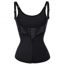 Vesta neopren femei cu fermoar si cu inchidere pe 3 randuri, Black