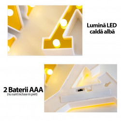 Cifra volumetrica luminoasa, LED, din plastic, cu baterii, 9