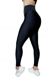 Colanti luciosi, lycra, cu talie inalta in V, lungi, Black, Super Glossy