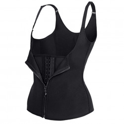 Vesta neopren femei cu fermoar si cu inchidere pe 3 randuri, Black