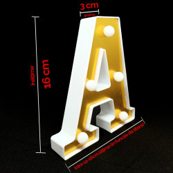 Litera volumetrica luminoasa, LED, din plastic, cu baterii, U