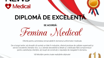 Diploma de excelenta in domeniul uniformelor medicale primita din partea publicatiei News Medical