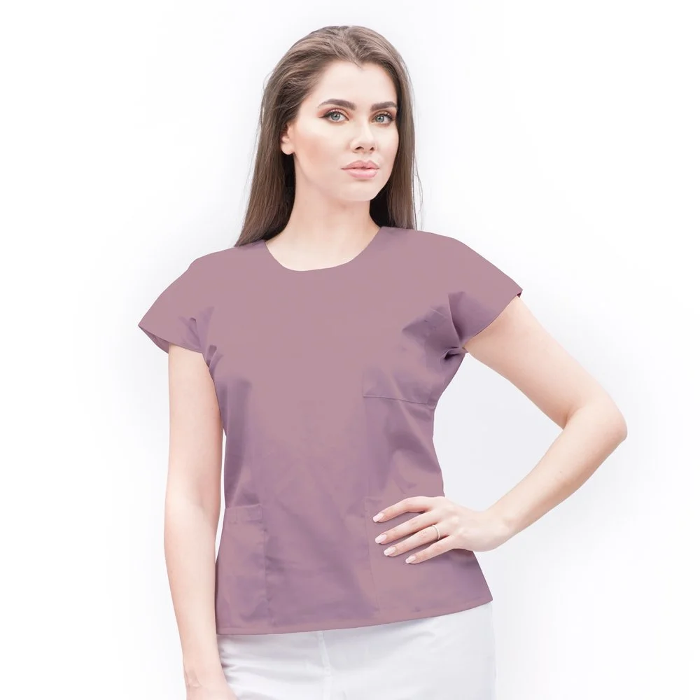 2. Poplin imprimat si alte tipuri renumite si de buna calitate_Sprint-bluza-medicala-femei-roz-antic