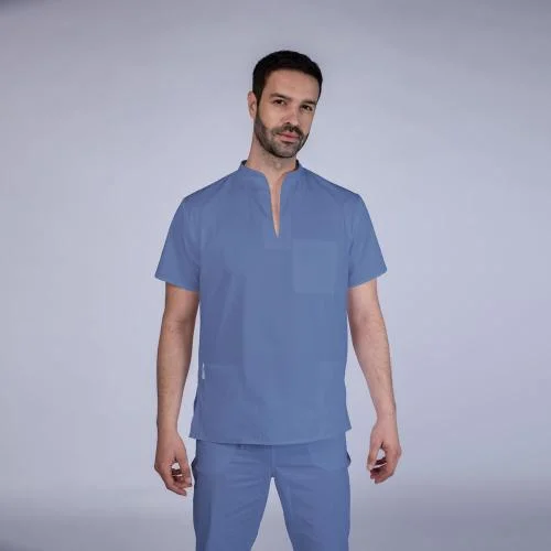 1. Medic neurolog ce înseamnă - bărbat cu barbă, costum medical de bărbați albastru