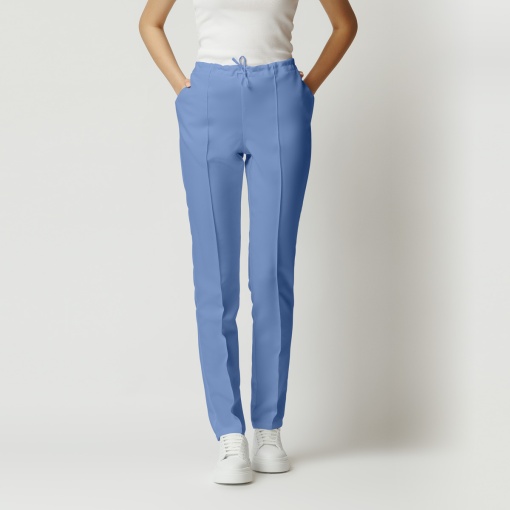 Pantaloni ART stretch(cu elastan) cu dunga pentru femei-Azur