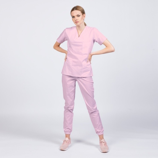 Uniforma medicala CLASS cu pantaloni jogger pentru femei -Roz pal