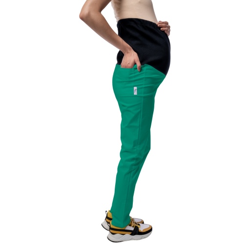Pantaloni medicali ART stretch (cu elastan) pentru viitoare mamici-Verde menta