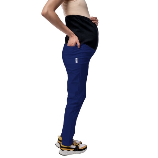 Pantaloni medicali ART stretch (cu elastan) pentru viitoare mamici -Albastru Safir