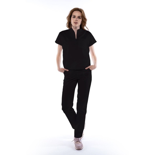 Uniforma medicala FABS stretch (cu elastan) cu pantalon pentru femei-Negru