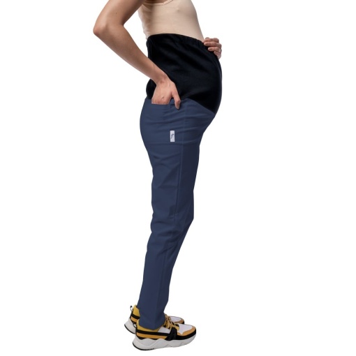 Pantaloni medicali ART stretch (cu elastan) pentru viitoare mamici-Albastru Nocturn