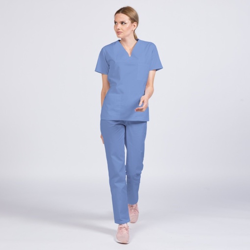 Uniforma medicala CLASS stretch (cu elastan) cu pantalon pentru femei-Azur