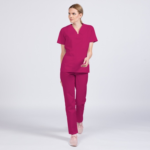 Uniforma medicala CLASS stretch (cu elastan) cu pantalon pentru femei-Magenta