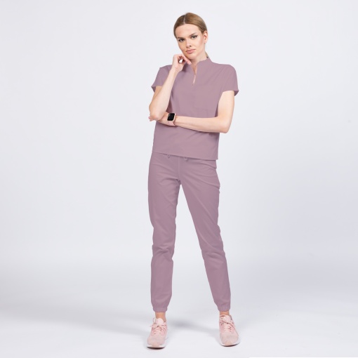 Uniforma medicala FABS stretch cu pantalon jogger pentru femei-Roz antic