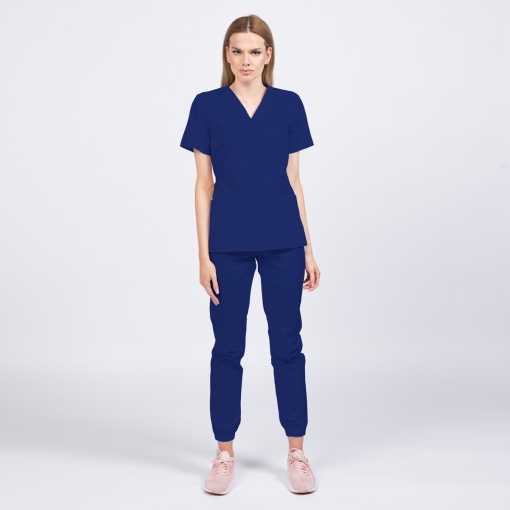 Uniforma medicala KULT cu pantaloni jogger pentru femei-Albastru safir