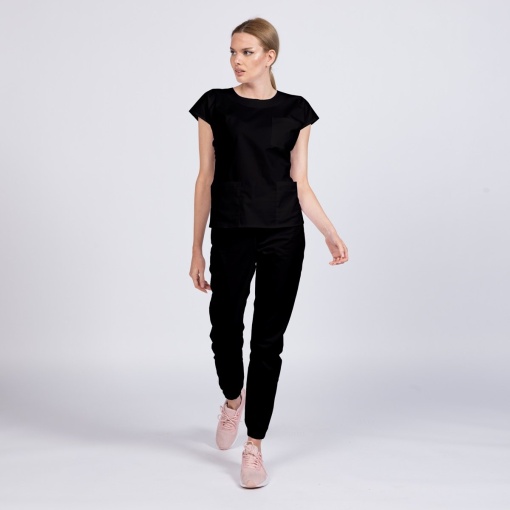 Uniforma medicala SPRINT stretch cu pantalon jogger pentru femei-Negru