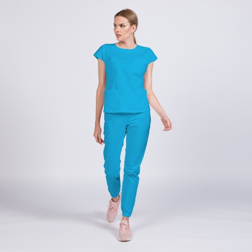 Uniforma medicala SPRINT stretch cu pantalon jogger pentru femei-Turqoise