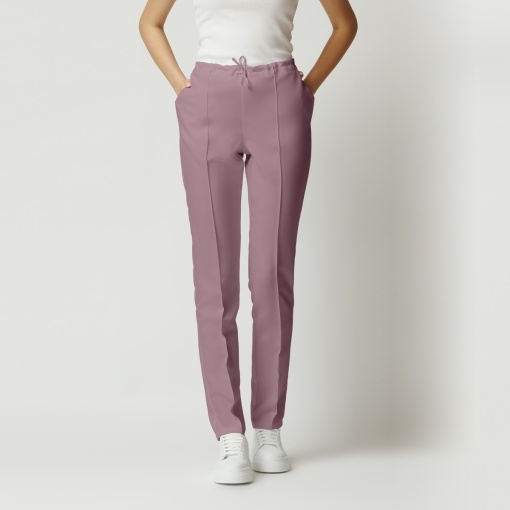 Pantaloni ART stretch(cu elastan) cu dunga pentru femei-Roz antic