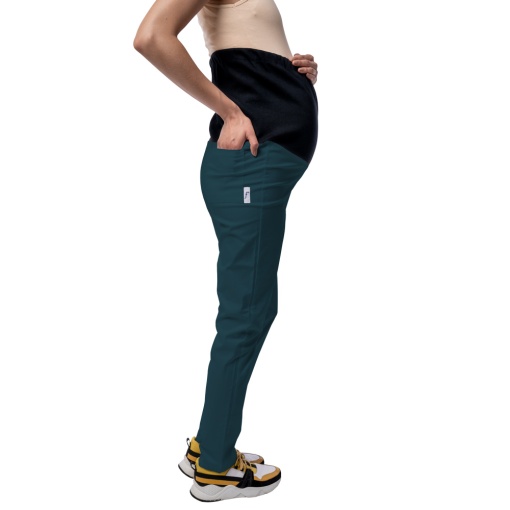 Pantaloni medicali ART stretch (cu elastan) pentru viitoare mamici-Verde marin