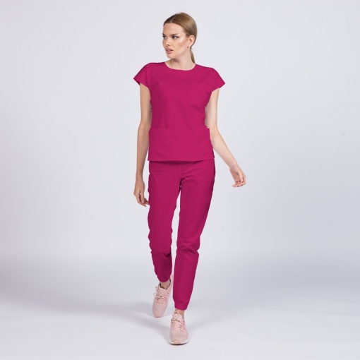 Uniforma medicala SPRINT stretch cu pantalon jogger pentru femei-Magenta
