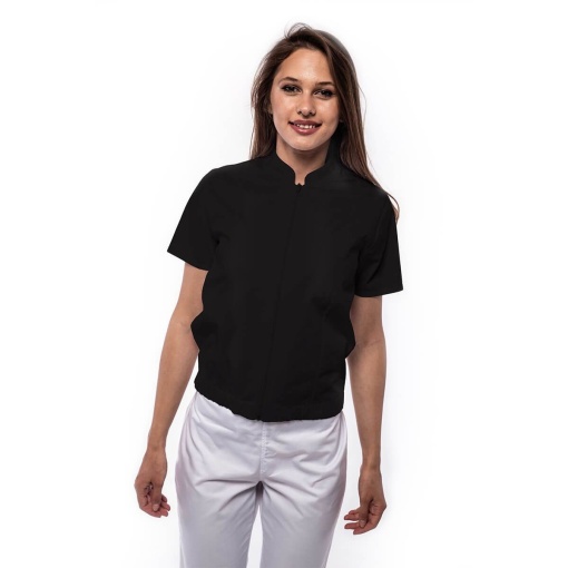 Bomber medical cu maneca scurta si bordura elastica pentru femei TRAFIC-Negru
