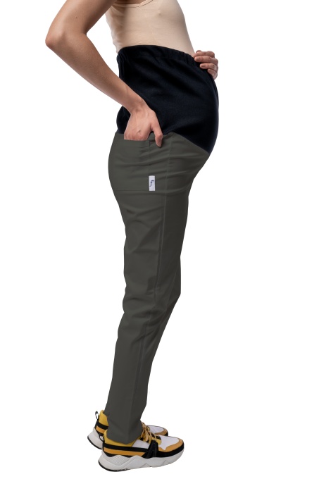Pantaloni medicali ART stretch (cu elastan) pentru viitoare mamici-Gri