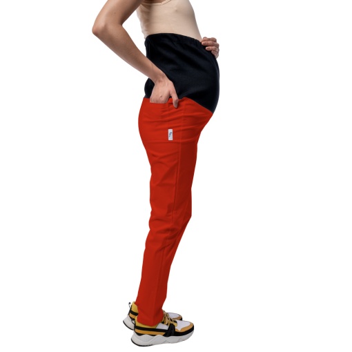 Pantaloni medicali ART stretch (cu elastan) pentru viitoare mamici-Rosu