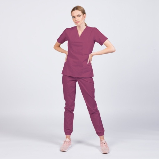 Uniforma medicala CLASS stretch (cu elastan) cu pantalon jogger pentru femei-Fructe de padure