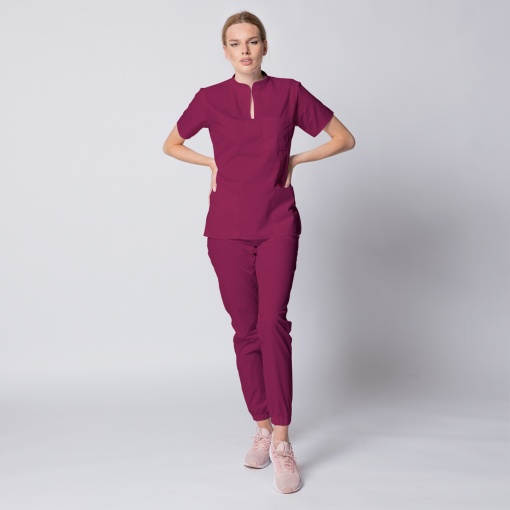Uniforma medicala STIL stretch cu pantaloni jogger pentru femei-Fructe de padure