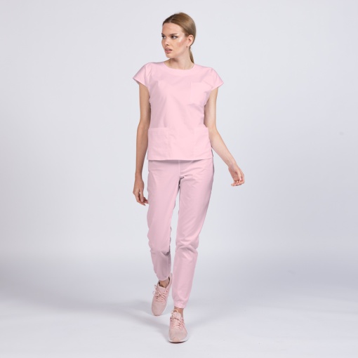 Uniforma medicala SPRINT stretch cu pantalon jogger pentru femei-Roz pal