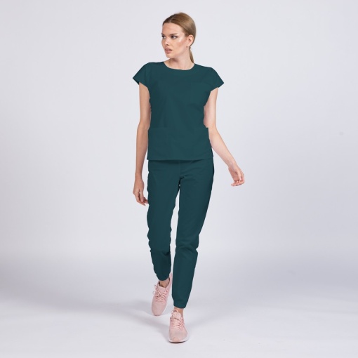 Uniforma medicala SPRINT stretch cu pantalon jogger pentru femei-Verde marin