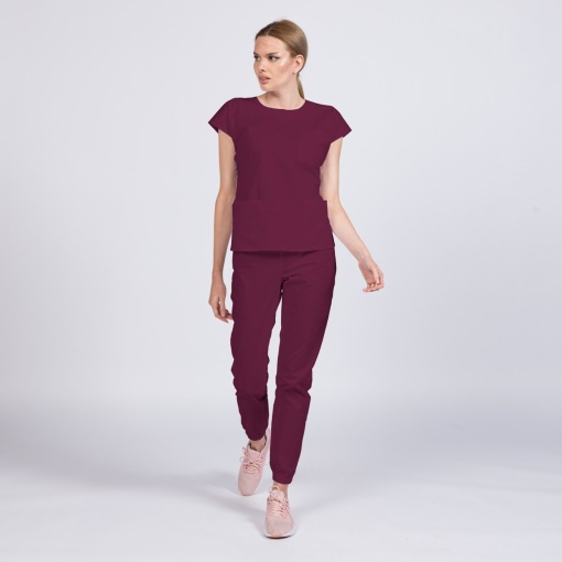 Uniforma medicala SPRINT stretch cu pantalon jogger pentru femei-Visiniu