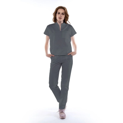 Uniforma medicala FABS stretch (cu elastan) cu pantalon pentru femei-Gri - Img 1