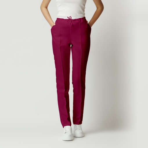 Pantaloni ART stretch(cu elastan) cu dunga pentru femei-Fructe de padure