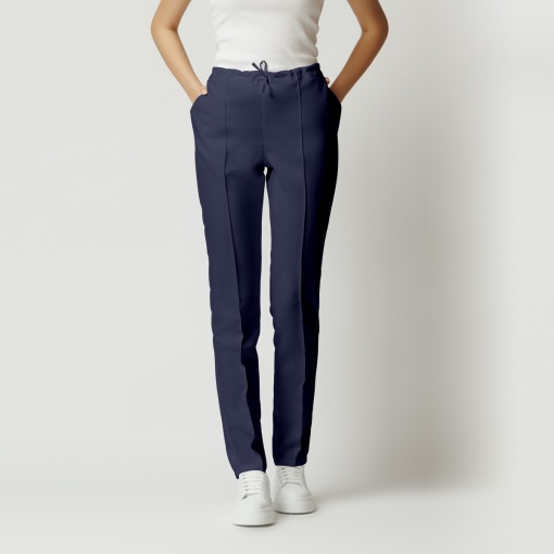 Pantaloni ART stretch(cu elastan) cu dunga pentru femei-Bleumarin