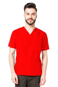 Bluza medicala CLASS clasica din microfibra pentru barbati-Rosu